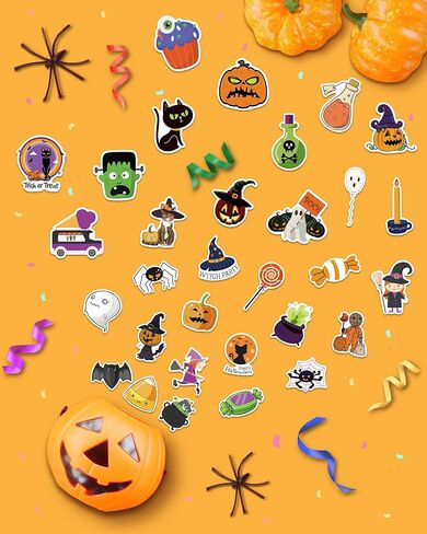 Benresive 300 Pcs Halloween Stickers for Kids - Bulk Halloween Crafts Party Favors, Goody Bag Stuffers, Waterproof Vinyl Laptop & Water Bottle Stickers in Saudi Arabia