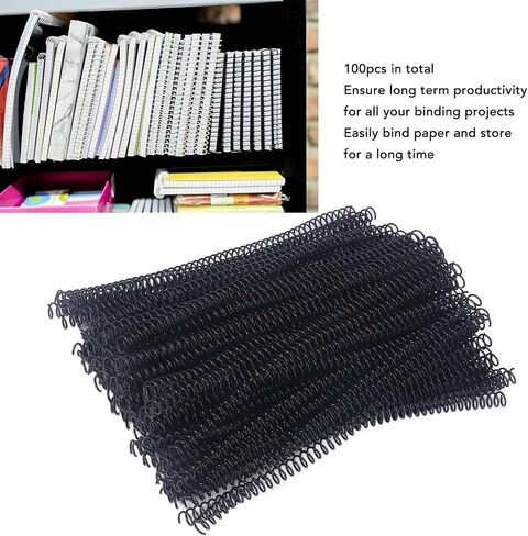 100 Pack Plastic Spiral Binding Coils, Plastic Spiral Coil Binding, 75 Sheet Capacity, 4:1 Pitch, Black, 48Loops, for Letter Size, for Students, Coworkers, Office and Educational (Black) in Saudi Arabia