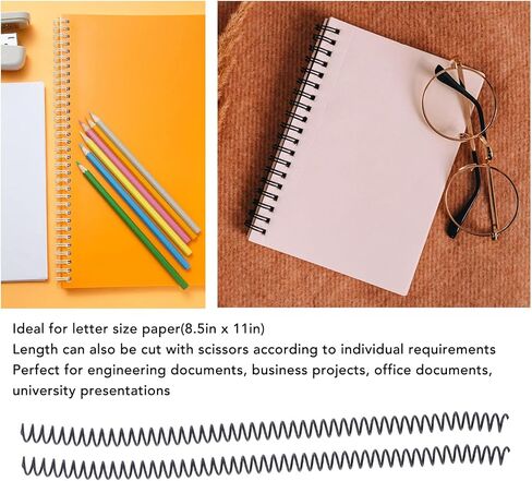 100 Pack Plastic Spiral Binding Coils, Plastic Spiral Coil Binding, 75 Sheet Capacity, 4:1 Pitch, Black, 48Loops, for Letter Size, for Students, Coworkers, Office and Educational (Black) in Saudi Arabia