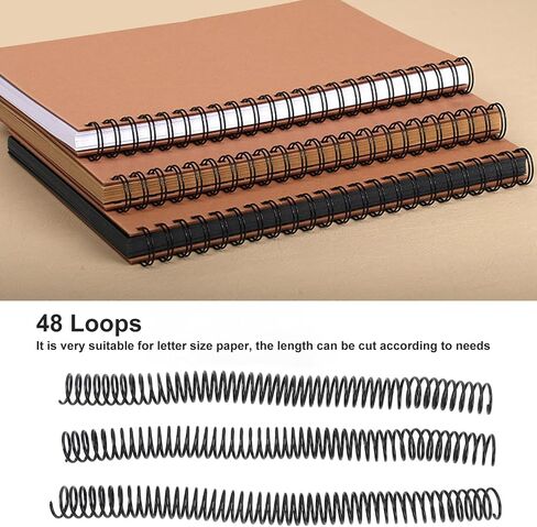 50 Pack Plastic Spiral Binding Coils, 170 Sheet Capacity, 4:1 Pitch, Black, 48Loops, for Letter Size, Coworkers, Office and Educational Tasks (Black) in Saudi Arabia