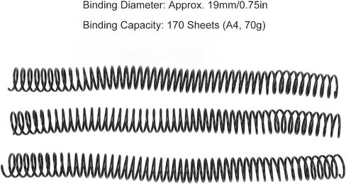 50 Pack Plastic Spiral Binding Coils, 170 Sheet Capacity, 4:1 Pitch, Black, 48Loops, for Letter Size, Coworkers, Office and Educational Tasks (Black) in Saudi Arabia