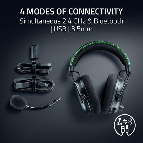 Razer BlackShark V3 Pro Wireless ANC Gaming Headset for Xbox: Full Band Mic - 50mm Drivers - 2.4 GHz, Bluetooth, USB, 3.5mm - Works with PC, Mac, PS5, Nintendo Switch - Long Battery Life - Black in Saudi Arabia