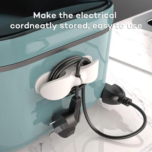 4PCS Cord Organizer For Appliances,UMUST Kitchen Appliance Cord Winder Holder, Cable Wrapper Stick Firmly for Coffee Maker Pressure Cooker (Black,White) in Kuwait