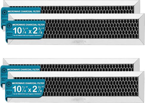 WB02X11550 Microwave Charcoal Filter Replacement JX81L 5304464577 2-Pack | Replaces Frigidaire FRPAMRAF & WB02X28929. Fits GE & Hotpoint microwaves. Size: 2-3/8" x 10-1/4". Verify before ordering. in Kuwait