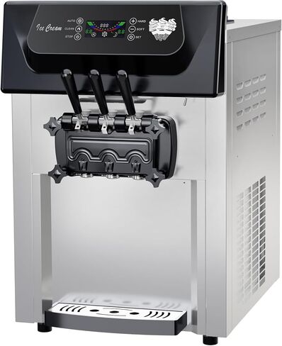 Machine Machine Commercial Serve Serve Ice Cream Macher 3 رأس كونترتوب ، 2200 واط موزع الزبادي المجمد الشاق للمطاعم ، التقديم السريع ونظيفة سهلة (YKF-8216T ، 110 فولت) in Kuwait