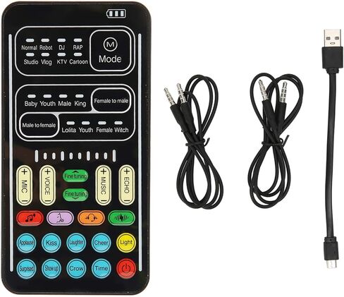 صوتي مغير صوت ، بطاقة صوت Live Mini Gaming ، لأجهزة الكمبيوتر/جهاز الكمبيوتر/الكمبيوتر الشخصي/الكمبيوتر ، 8 أنواع قابلة للتعديل ، قابلية للتشغيل والتشغيل (أسود) in Saudi Arabia