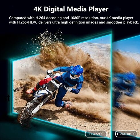 مشغل الوسائط الرقمية 4K HD ، مشغل فيديو MP4 التلفزيوني لبطاقة USB Drive/Micro SD ، لافتات رقمية ، تشغيل تلقائي ، H.265/HEVC ، Optical/HDMI/AV Output in Saudi Arabia