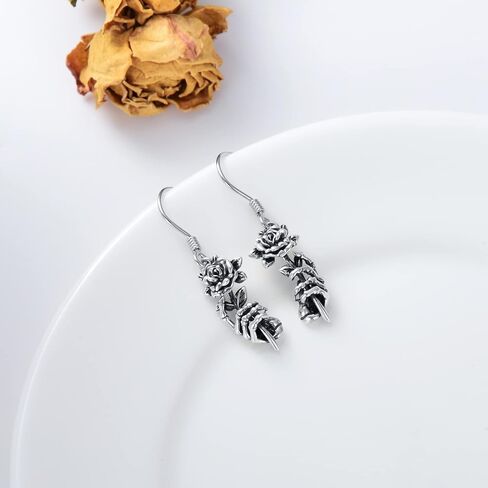 Seiyang Skull Earrings Sterling Silver Skull Rose/Hand/Crown/Cyberpunk/Samurai Drop Earrings for Women Men (with Gift Box) in Kuwait