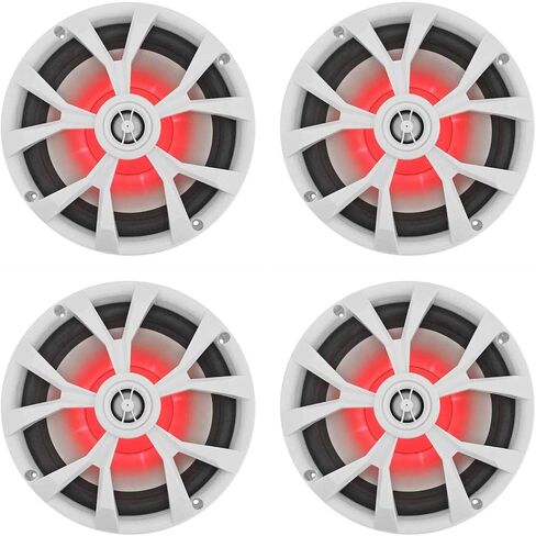 Rockville (4) RKL80MW 8" 900 Watt White 2-Way Marine Boat Speakers w/LED's in Saudi Arabia