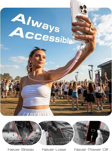 LISEN Crossbody Lanyard Teacher, 60W USB C Cable for iPhone 16,15/iPad Air 17, Anti-Theft Phone Chain Crossbody Phone Strap for Most Smartphones, Cell Phone Neck Holder for Women, Desert Gold in Saudi Arabia
