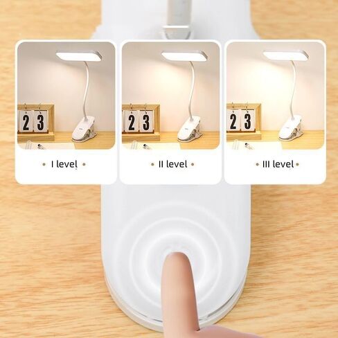 Clip on Light LED Reading Study Lamp 3 Brightness,Eye-Caring LED Dorm Bed Light with USB Charging Port, Ajustable Clip Lights for Headboard Reading in Bed,Bedroom(White) in Saudi Arabia