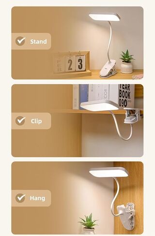 Clip on Light LED Reading Study Lamp 3 Brightness,Eye-Caring LED Dorm Bed Light with USB Charging Port, Ajustable Clip Lights for Headboard Reading in Bed,Bedroom(White) in Saudi Arabia