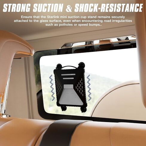 ACOVE Suction Car Cup Mount for Starlink-Mini,2-in-1 Satellite Dish Mounts Protective Silicone Case & Strong Suction Cup Stable Satellite Signal with Hook & Handle for Car Window/RVs/Road Trips,Black in Kuwait