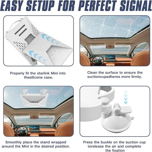 ACOVE Suction Car Cup Mount for Starlink-Mini,2-in-1 Satellite Dish Mounts Protective Silicone Case & Strong Suction Cup Stable Satellite Signal with Hook & Handle for Car Window/RVs/Road Trips,Black in Saudi Arabia