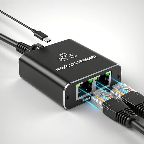 RJ45 Network Splitter Gigabit Ethernet Splitter 1 to 2, 1000Mbps High Speed RJ45 Ethernet Network Splitter Adapter for Cat 5/5e/6/7/8 Cable in Saudi Arabia