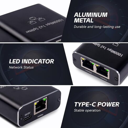 RJ45 Network Splitter Gigabit Ethernet Splitter 1 to 2, 1000Mbps High Speed RJ45 Ethernet Network Splitter Adapter for Cat 5/5e/6/7/8 Cable in Saudi Arabia