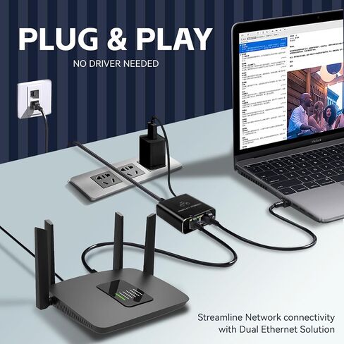 RJ45 Network Splitter Gigabit Ethernet Splitter 1 to 2, 1000Mbps High Speed RJ45 Ethernet Network Splitter Adapter for Cat 5/5e/6/7/8 Cable in Saudi Arabia
