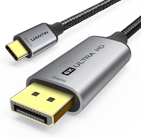 USB C لعرض Poxport 1.4 Cable 6ft | 8K@60Hz 4K@240Hz ، Type-C لعرض سلك المنفذ (عالي السرعة ، التوصيل والتشغيل) Thunderbolt 3/4/5 متوافق مع MacBook Pro/Air ، iPhone 15/16 Series ، XPS ، Surface in Kuwait