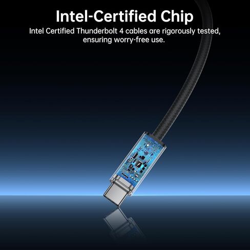 كابل Thunderbolt 4 المغطى بالفضة ، مزامنة بيانات 40 جيجابت في الثانية ، 8K/6K@60Hz ، شحن 100 واط (5 أقدام) in Kuwait