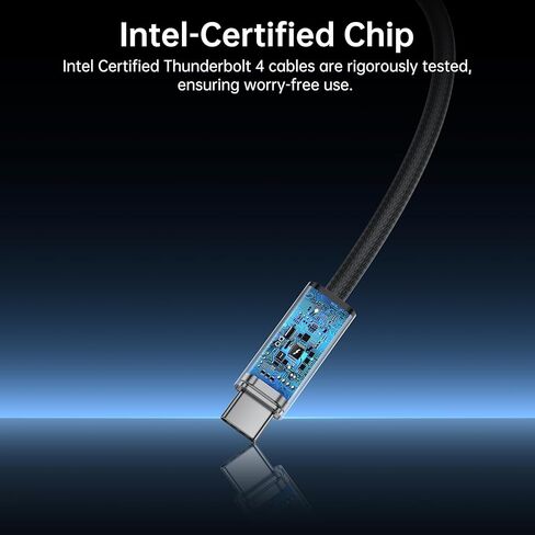 Silver Plated Thunderbolt 4 Cable, 40Gbps Data Sync, 8K/6K@60Hz, 100W Charging (5FT) in Kuwait