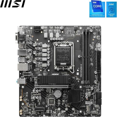 MSI Pro B760M -G Motherboard ، Micro -ATX - تدعم معالجات Intel 14 ، 13 و 12 Gen Core ، LGA 1700 - DDR5 Memory Boost 6400+MHz/OC ، PCIE 4.0 X16 SLOT ، M.2 Gen4 Slots ، 2.5G LAN in Kuwait