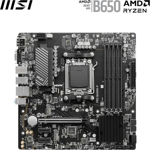 MSI PRO B650M-P V1 Motherboard, Micro-ATX - Supports AMD Ryzen 9000/8000 / 7000 Series Processors, AM5 - DDR5 Memory Boost 6000+MHz/OC, 1 x PCIe 4.0 x16, 2 x M.2 Gen4, 2.5G LAN in Saudi Arabia