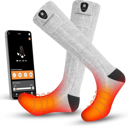 SNOW DEER Heated Socks for Men Women, App Control Rechargeable Electric Heating Warm Sock for Skiing Snowboarding Outdoors in Kuwait