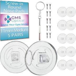 GMS Optical Round Screw-in Silicone Eyeglass Nose Pads for Glasses, Sunglasses, and Eye Wear - 9mm (5 Pair) in Saudi Arabia