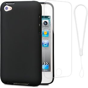 iPod Touch 4 Case, iPod Touch4 Protective case Ultra Thin Black Rubber Silicone Case Hard Plastic Hot Pink and Black Shockproof Cover for Apple iPod Touch 4, 4th Gen (Clear Gray) in Saudi Arabia