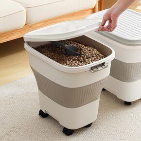 SEWIU Dog Food Storage Container 2PCS,Collapsible Dog Food Container with Travel Silicone Bowl and Scoop for Dog/Cat/Bird Food,Pet Food Storage Containers to Keep Dry Food Fresh,Easy to Move.(20LB*2) in Kuwait