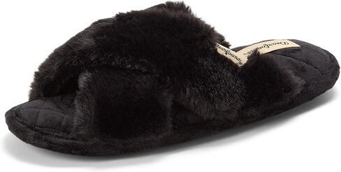 Dearfoams Women's Jessica faux faux fur Cross Band Slide Slipper in Saudi Arabia