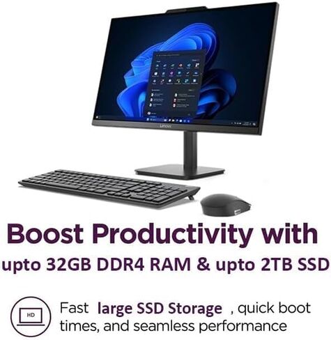 Lenovo 23.8" FHD All-in-One Desktop Computer for Home & Business, Intel N100 (up to 3.4 GHz), 8GB RAM, 512GB SSD, Intel UHD Graphics, RJ45, Bluetooth, HDMI, Wi-Fi, Keyboard & Mouse, Windows 11 Pro in Saudi Arabia