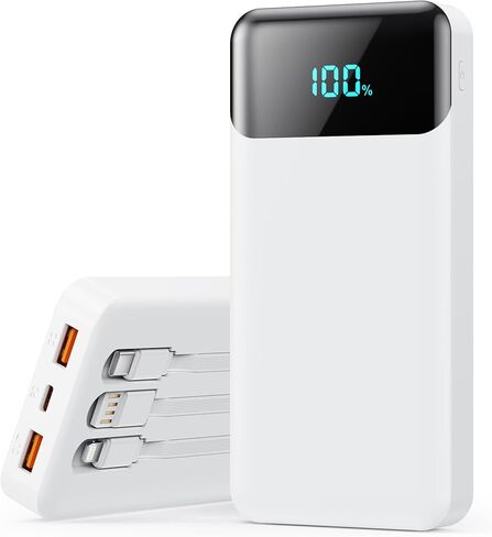 شاحن محمول 40800mAh بنك الطاقة مع 3 كابل مدمج ، 25W PD USB C في و OUT POWER BANK شحن الهاتف السريع ، QC4 in Kuwait