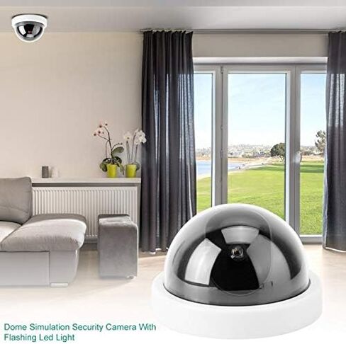 Diooche 4pcs محاكاة القبة كاميرا أمان وهمية وهمية ، كاميرا مراقبة CCTV مضادة للسرقة مع ضوء LED وامض (أبيض) in Saudi Arabia