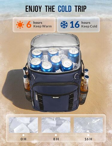 حقيبة ظهر Backpack Booder معزولة تسرب دليل 36/40 علبة كبيرة سعة كبيرة ناعمة معزولة برودة حقيبة خفيفة الوزن على ظهر الغداء للرجال تعمل على السفر شاطئ التخييم التنزه - الأسود - الأسود in Saudi Arabia
