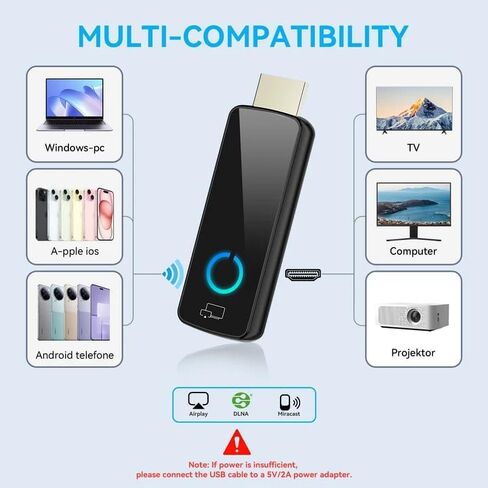Wireless HDMI Display Dongle Adapter,4K Decode 1080P Output,Portable Streaming Video and Audio to Monitor from PC/DV/HDTV/Projector/TV Box,Supports Miracast,Airplay,DLNA,Plug & Play in Saudi Arabia