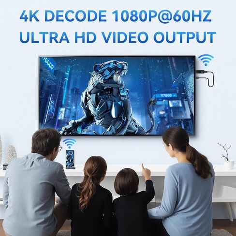 Wireless HDMI Display Dongle Adapter,4K Decode 1080P Output,Portable Streaming Video and Audio to Monitor from PC/DV/HDTV/Projector/TV Box,Supports Miracast,Airplay,DLNA,Plug & Play in Saudi Arabia