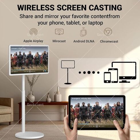 شاشة ذكية مع شاشة تعمل باللمس ، شاشة Android TV المحمولة ، شاشة VHD IPS كبيرة ، 6000mahbattery المدمجة ، النسخ المتطابق اللاسلكي ، موقف متحرك قابل للتعديل ، للمنزل/المكتب 21.5-4/128g in Saudi Arabia
