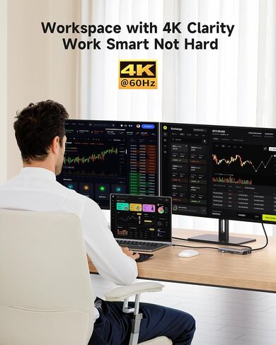 محطة إرساء Triple Monitor ، 14-in-1 USB C HUB مع DP 8K@30Hz/4K@144Hz ، Dual HDMI 4K@60Hz ، 100W PD ، 7 منافذ USB ، قارئ بطاقة SD/TF ، Gigabit Ethernet لـ MacBook & Windows Laptop المحمول in Saudi Arabia