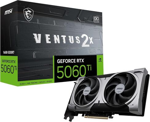 MSI Gaming RTX 5060 Ti 16G Ventus 2X OC Plus Graphics Card (16GB GDDR7, 128-bit, Extreme Performance: TBA MHz, DisplayPort x 3 2.1a, HDMI 2.1b, NVIDIA Blackwell Architecture) in Saudi Arabia