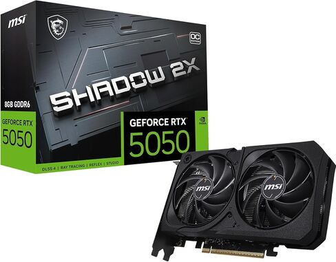 MSI Gaming RTX 5050 8G Shadow 2X OC Graphics Card (8GB GDDR6,128-bit, Extreme Performance: 2617 MHz, DisplayPort x3 2.1a, HDMI 2.1b, NVIDIA Blackwell Architecture) in Saudi Arabia