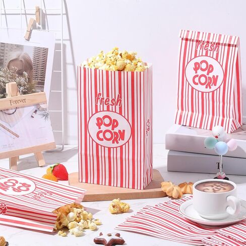 أكياس الفشار الورقية أكياس الفشار ذات القاع المسطح 2 أونصة أكياس الفشار ذات الفيلم القابل للتصرف الوجبات الفردية حاوية الفشار المقاومة للتسرب والزيت خمر الرجعية الأكمام الفشار الأحمر والأبيض (300 جهاز كمبيوتر شخصى) in Kuwait