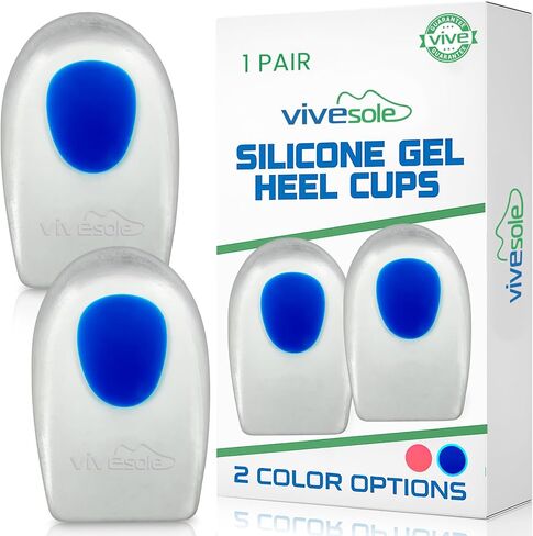 Heel Cups for Heel Pain Relief (3 Pairs) - Gel Cushion Inserts for Heel Spur, Achilles Tendonitis, Plantar Fasciitis - Insole Pads for Shoes Women & Men - Silicone Supports, Shock Absorbing in Kuwait