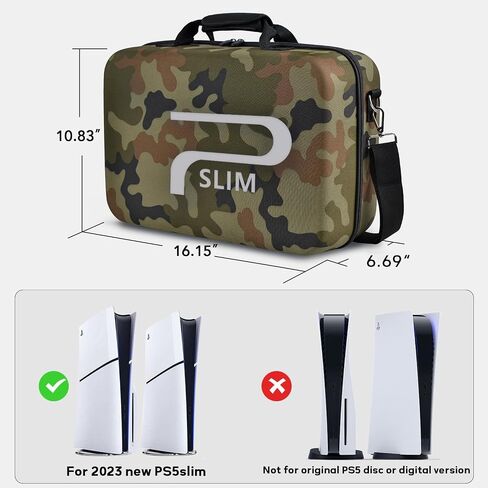 Mocadia Carry Case for PS5 Slim 2023 ، Hard Shell Travel Case Case Compatible PlayStation 5 Console Protection Bag ، سماعة الرأس ، وحدة تحكم PS5 ، أقراص اللعبة ، وملحقات الألعاب （أسود） in Saudi Arabia