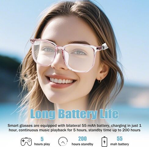 Blue Light Smart Glasses with Speaker, Audio & Mic, Open-Ear Clear Sound in Saudi Arabia