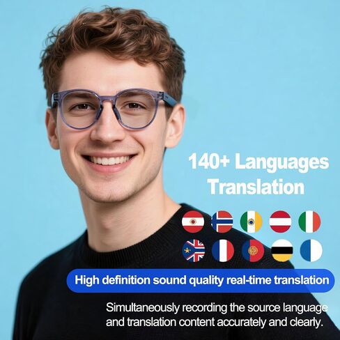 AI Smart Wireless Bluetooth Translation Glasses for Men/Women with Speakers/Bluetooth/Color Change Lens&140+ Languages Translation Sports/Travel/Drive/BusniessSports/Business/Travel in Saudi Arabia