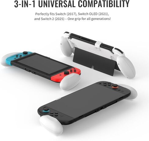 قبضة Peyanz للمفتاح/OLED/Switch 2 ، مقبض مريح قابل للتعديل ، غير قابلة للانزلاق ، تحسين المناولة ، قبضة Nintendo Switch 2 (أبيض) in Kuwait
