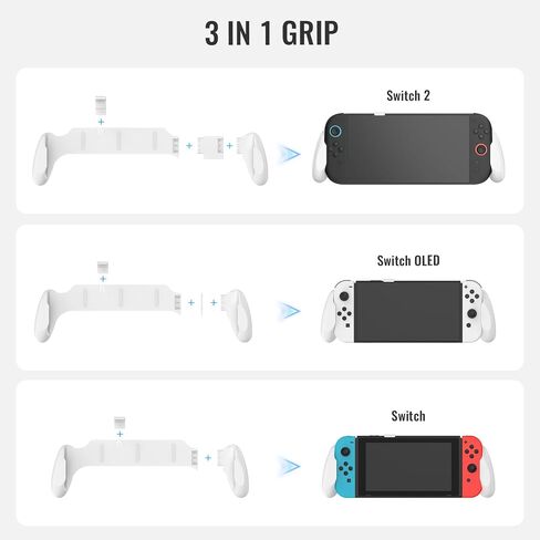 قبضة Peyanz للمفتاح/OLED/Switch 2 ، مقبض مريح قابل للتعديل ، غير قابلة للانزلاق ، تحسين المناولة ، قبضة Nintendo Switch 2 (أبيض) in Kuwait