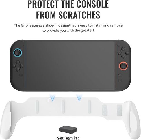 قبضة Peyanz للمفتاح/OLED/Switch 2 ، مقبض مريح قابل للتعديل ، غير قابلة للانزلاق ، تحسين المناولة ، قبضة Nintendo Switch 2 (أبيض) in Kuwait