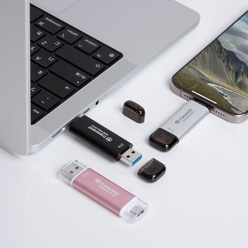 Transcend 128GB SSD خارجي ، ما يصل إلى 1050 ميجابايت/ثانية ، محرك أقراص فلاش USB مزدوج لجهاز iPhone & iPad & Mac ، Windows & Android ، Tablet & PC ، تلفزيون ذكي ، USB 3.2 GEN 2 Thumb Drive Photo Stick in Saudi Arabia